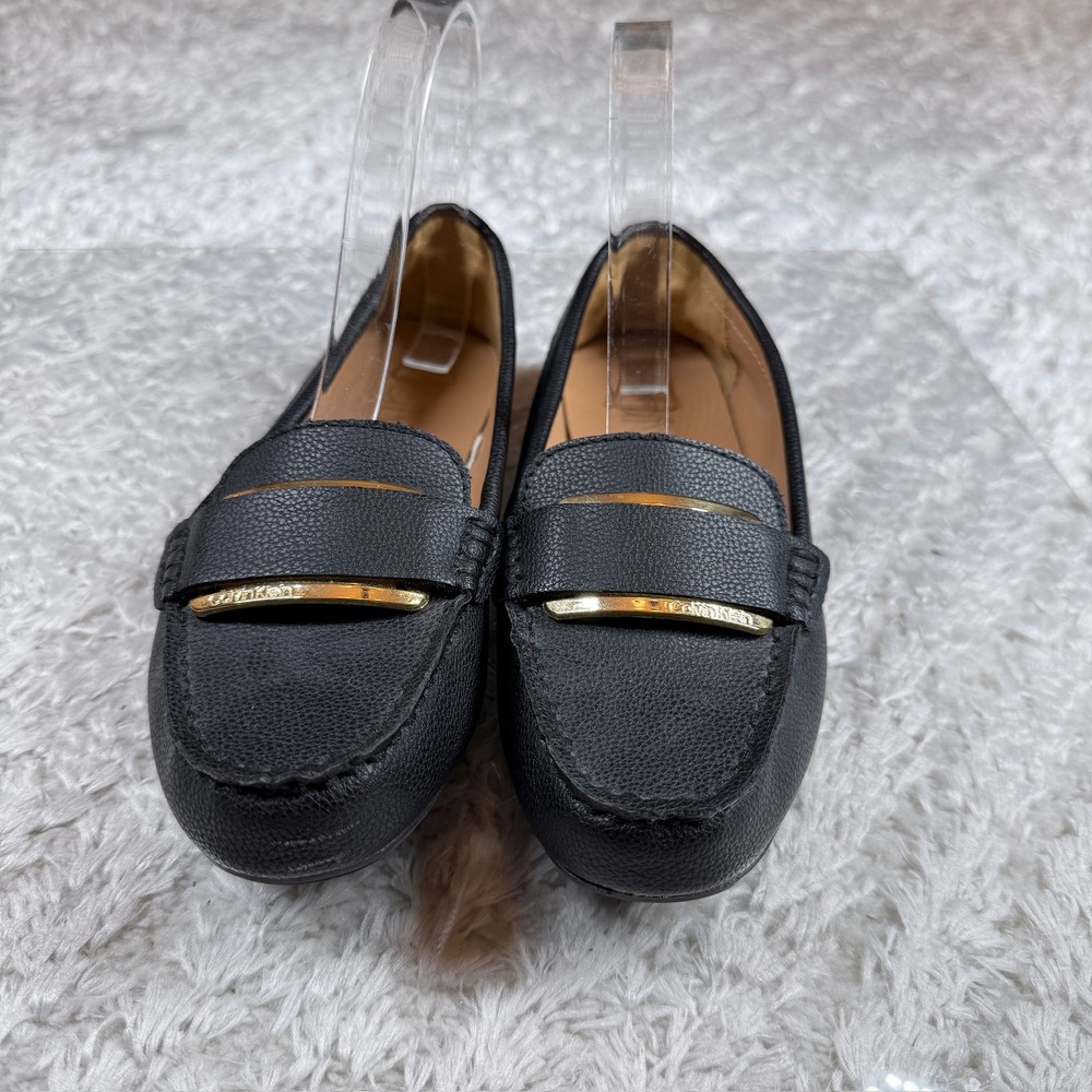 Calvin Klein Black Loafers Women's 7 Leonie Slip On Dress Shoes Casual Preppy - Picture 2 of 10